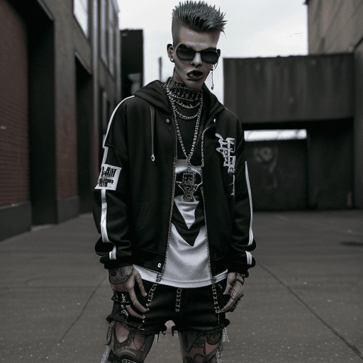 AI generated: high-resolution photograph of a male model wearing full (Saint-Fresh) clothing brand outfit, fashion...
