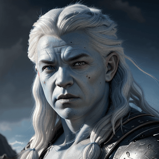 AI generated: Photo of a ultra realistic portrait, dramatic light, middle aged male humanoid, sky blue skin tone, ...