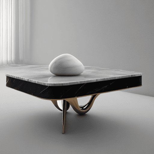 AI generated: marble coffee table, abstract shape, behance, biomorphic, vray tracing, vray, product design photogr...
