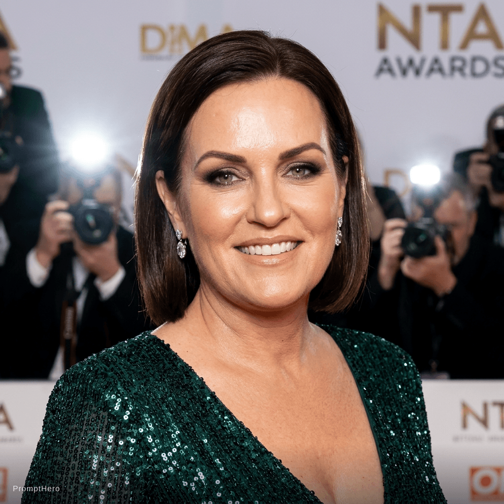 AI generated: glam glow up — red carpet look, glowing skin, sleek hair, confident smile