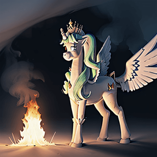 AI generated: princess celestia commiting arson