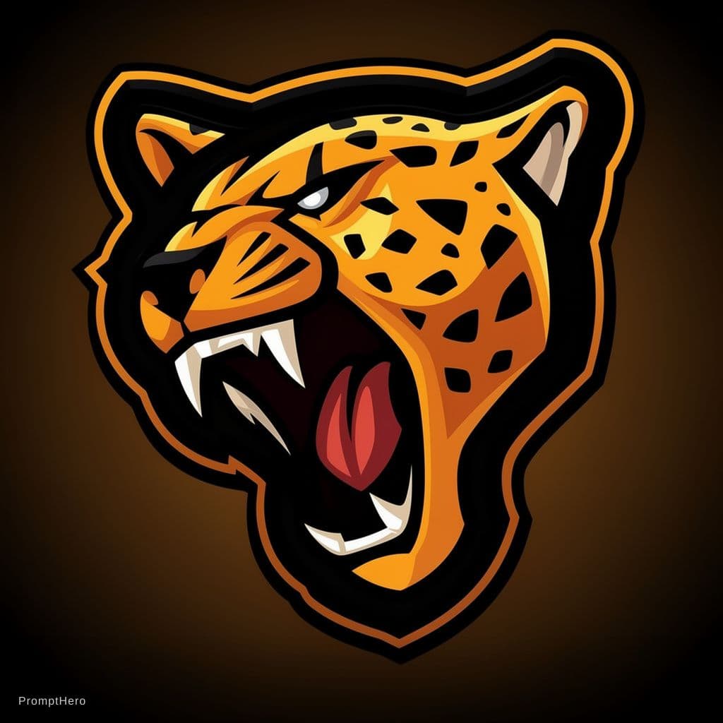 AI generated: Ultra professional esports mascot logo design of a roaring leopard head, fierce aggressive expressio...