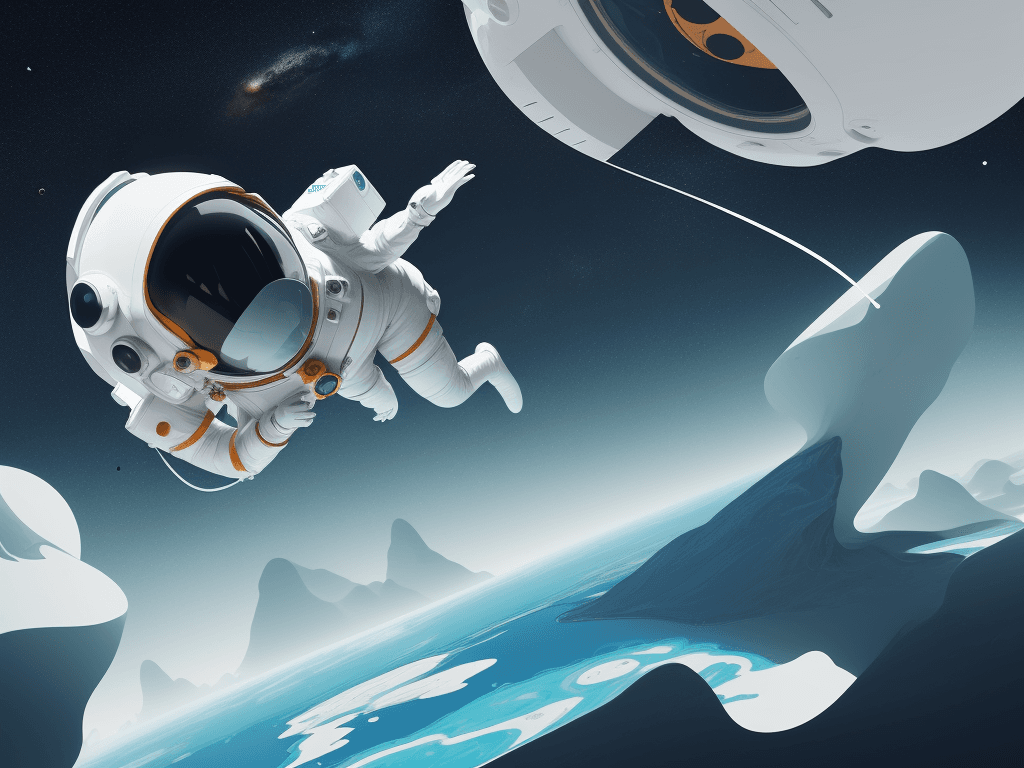 AI generated: Abstract illustration for Beautiful website landing page, space exploration company, floating astron...