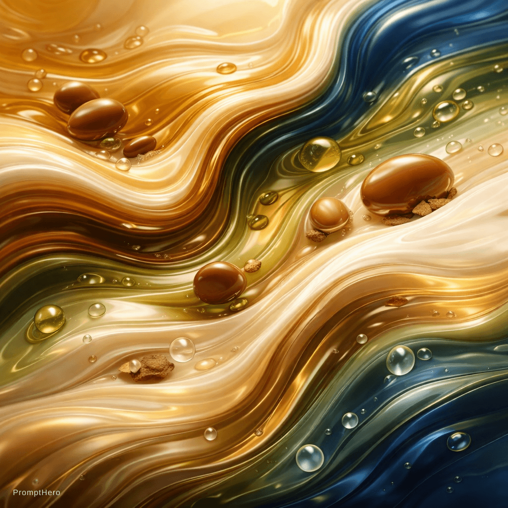 AI generated: A high-end abstract fluid composition with smooth, continuous flowing liquid waves and elegant marbl...