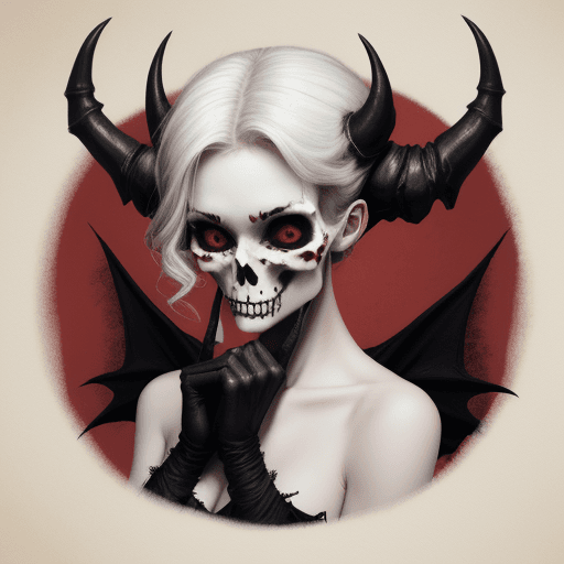 AI generated: she devil holding a skull


