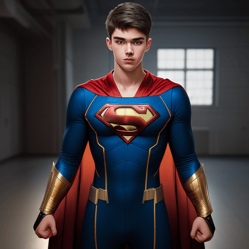 AI generated: Young Guy, 21 Years Old, Superhero Academy Cadet Costume, Battle Robe Training Suit, Masterpiece, Pe...