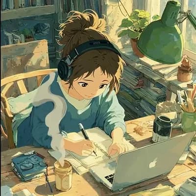 AI generated video: The woman works while steam comes out of her coffee