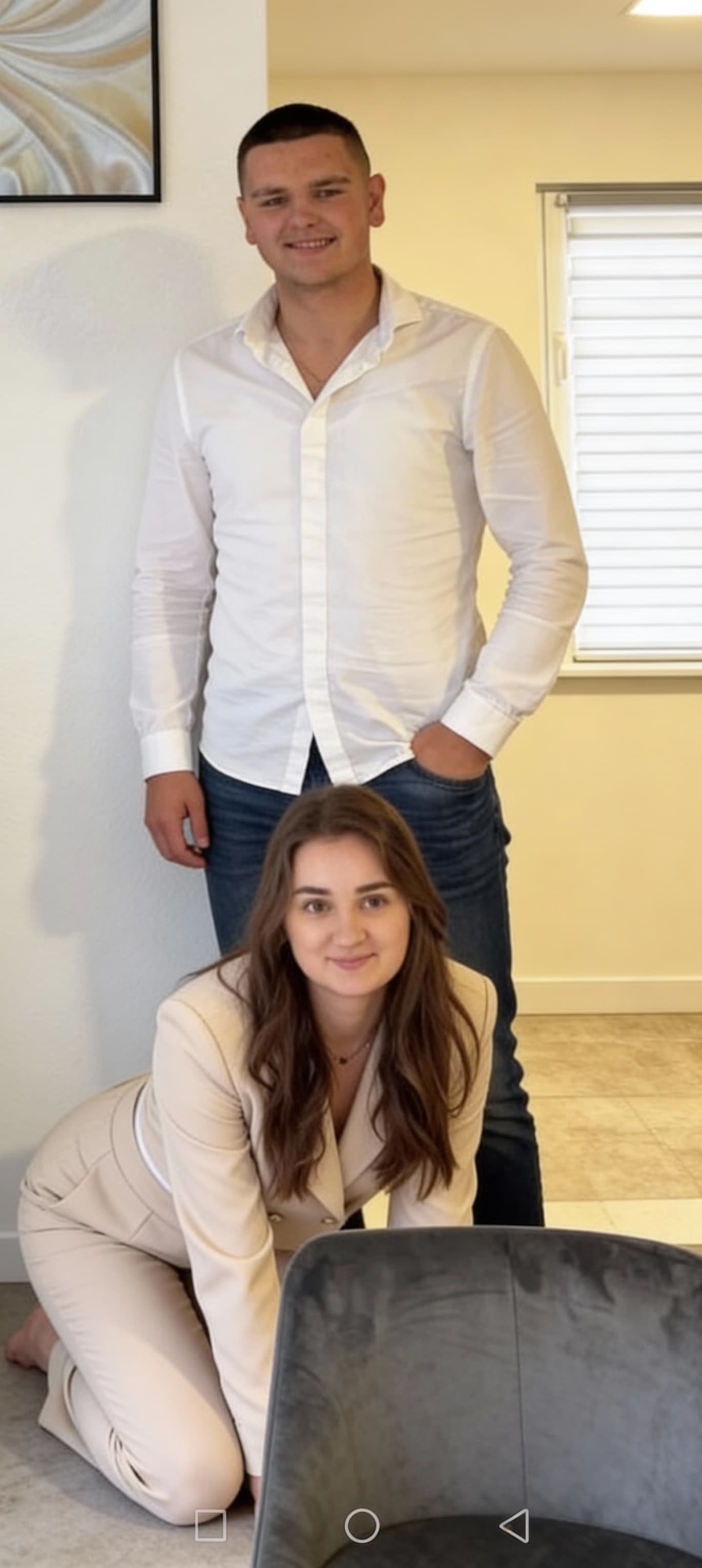 AI generated: She lays on her knees in front of him