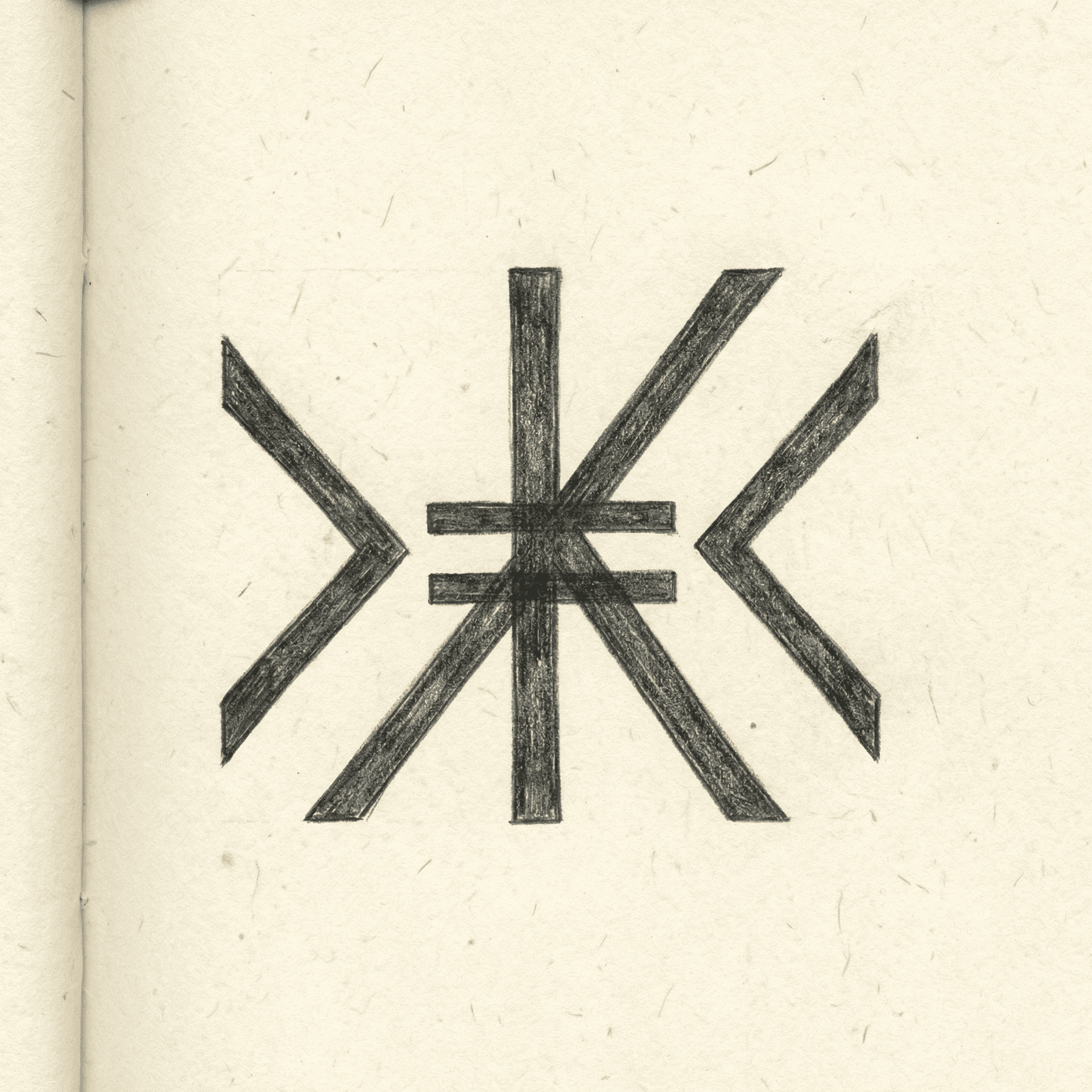 AI generated: make the letter "K" look like a symbol for currency but also make it symmetrical and also easy to dr...