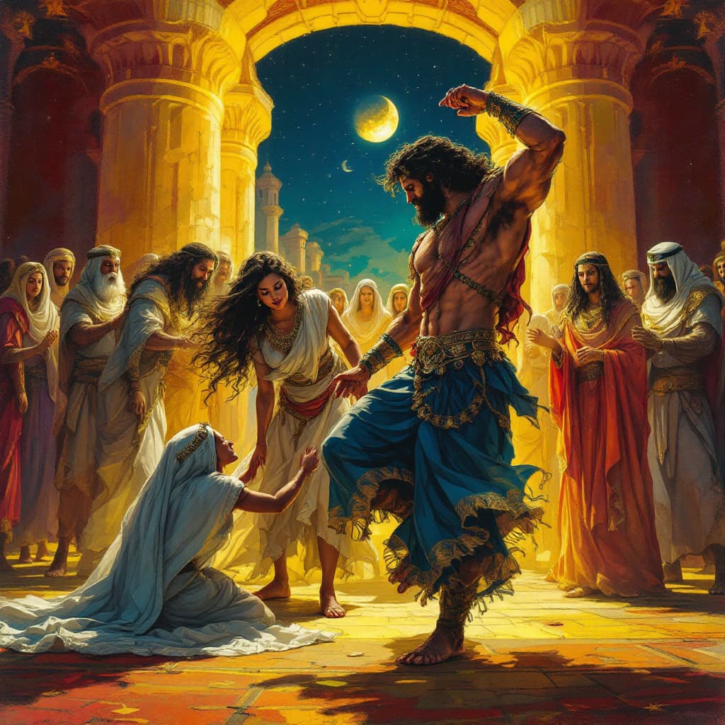 AI generated: King Solomon’s harem with next girl being picked for the night
