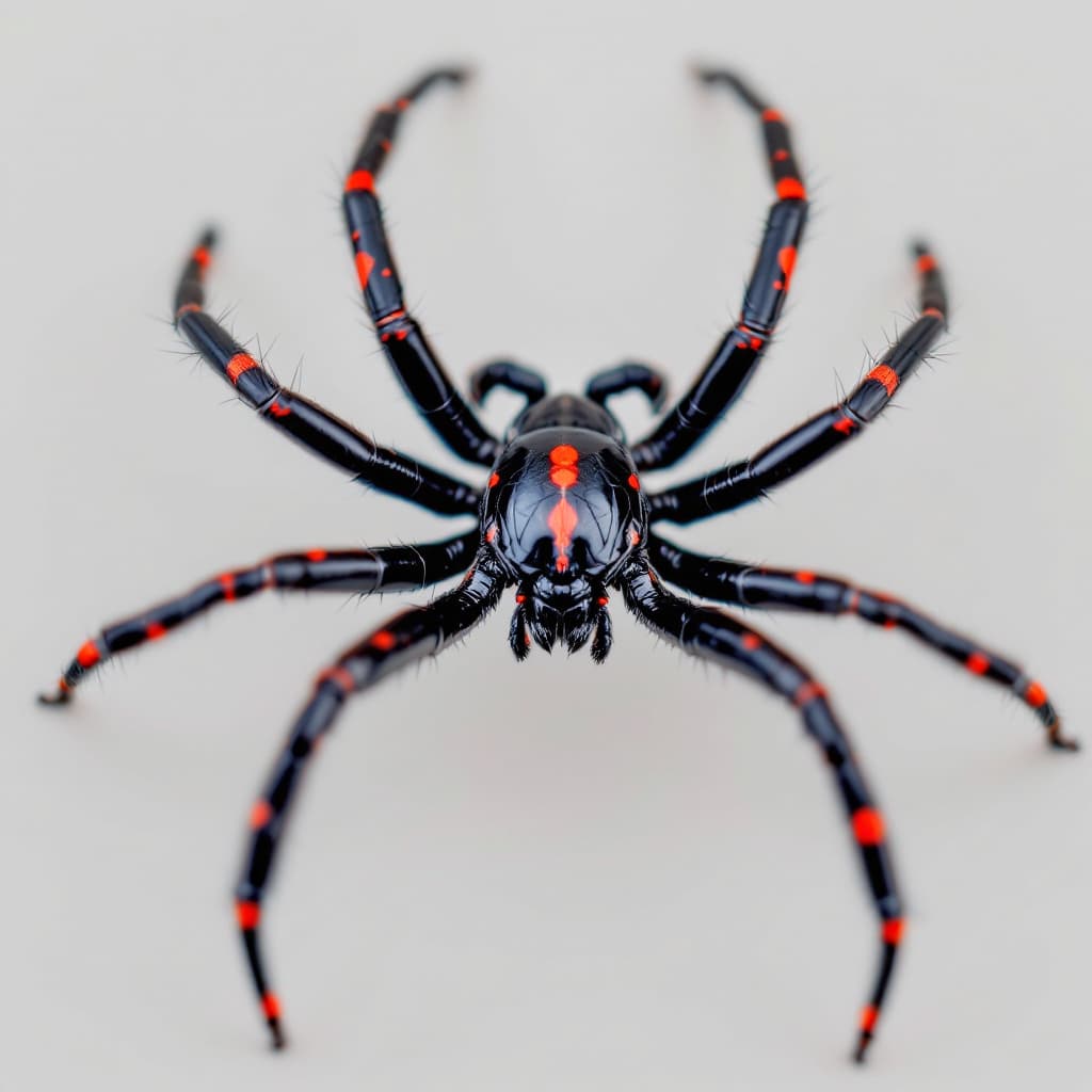 AI generated: photography of a black widow spider, with red spots