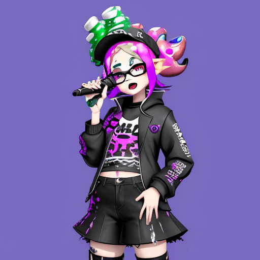 AI generated: Splatoon 3,Splatoon apocalypse fashion, horror apocalypse fashion idol, singing idol clothes design ...