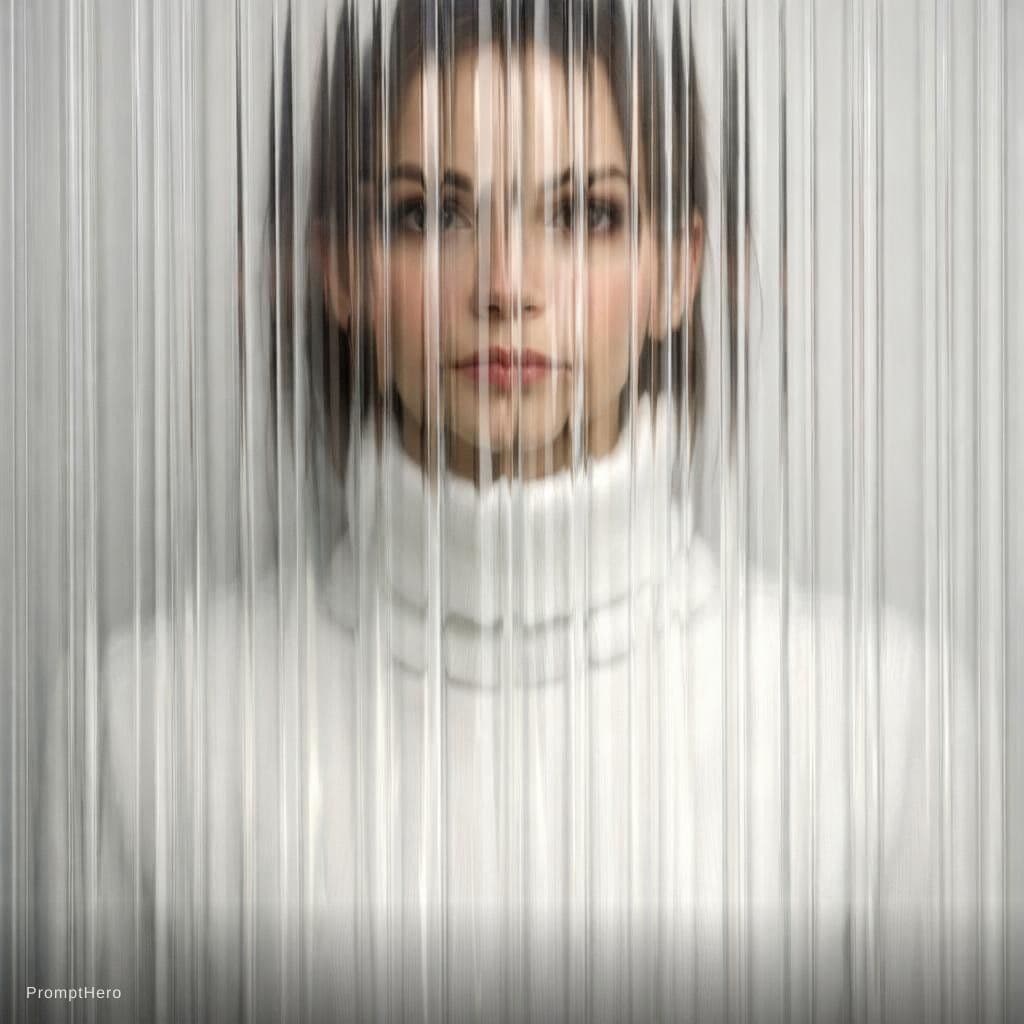 AI generated: high resolution photography, front central profile, woman facing front, gaze to front, wearing a whi...