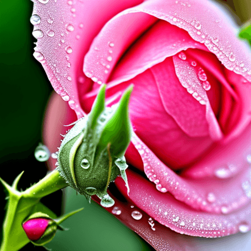 AI generated: lonely baby rose bud with dew drops