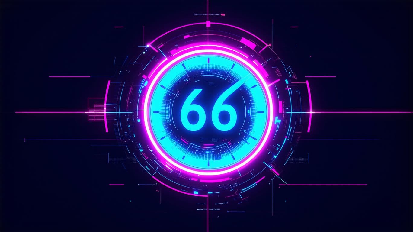 AI generated: A futuristic digital interface featuring a glowing circular HUD (Heads-Up Display) design. The main ...