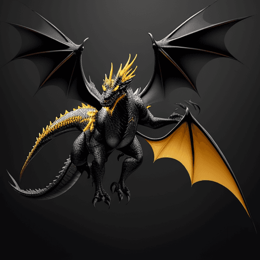 AI generated: a powerfull black dragon  with another yellow smaller dragon flying realistic style
