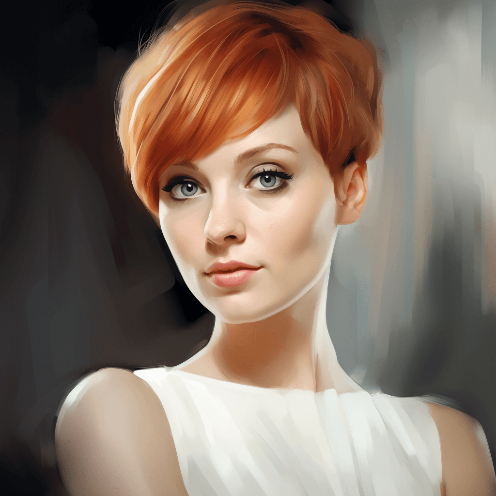 AI generated: perfect honey eyes, short eyebrows, round face, beautiful look, detailed elegant white dress, elegan...