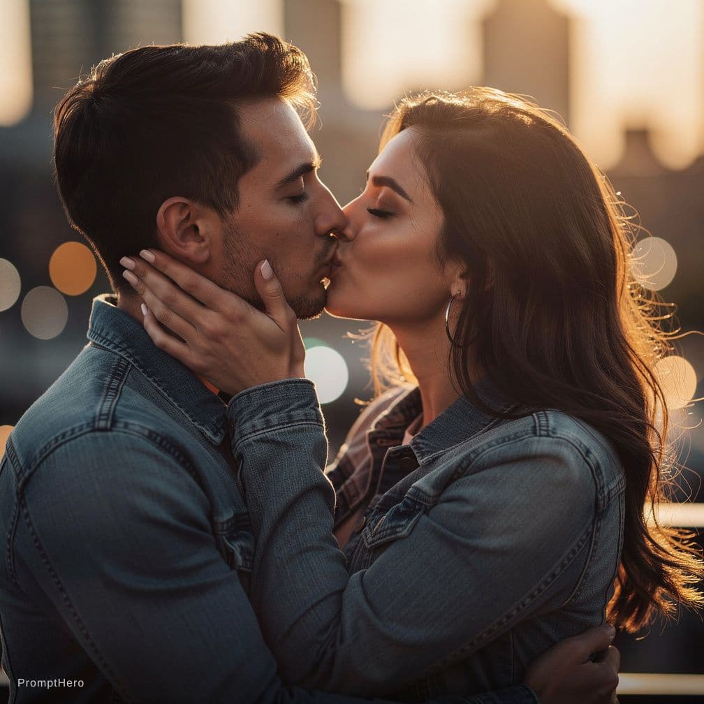 AI generated: Girl on top kissing romantic couple 