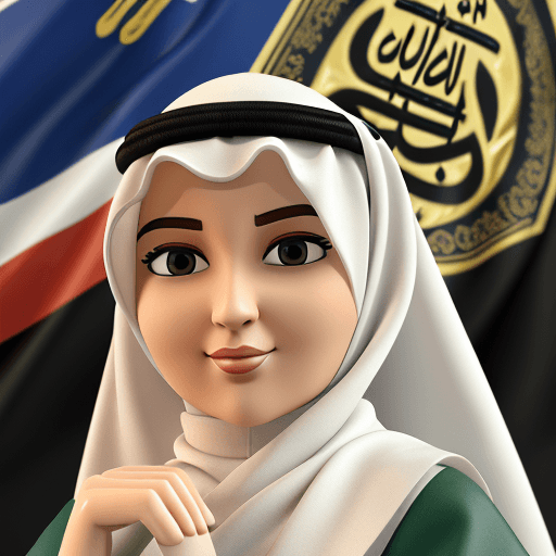 AI generated: a close up of a cartoon figure holding a flag in front of a Kaaba, with the name "Mety", arab ameera...