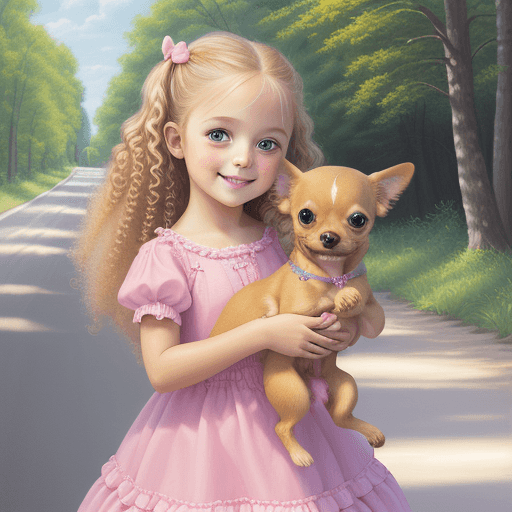 AI generated: Airbrush, charming realistic oil painting, of a smiling 3-year old little cute girl with long blonde...
