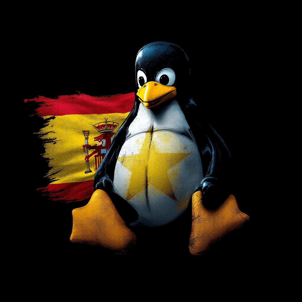 AI generated: linux tux with catalan flag without any effect