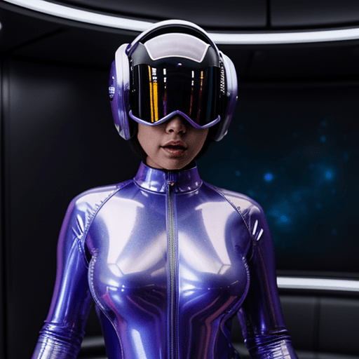 AI generated: a thicc mature ,tight suit,Space helm of the 1960s,and the anime series G Force of the 1980s,Darf Pu...