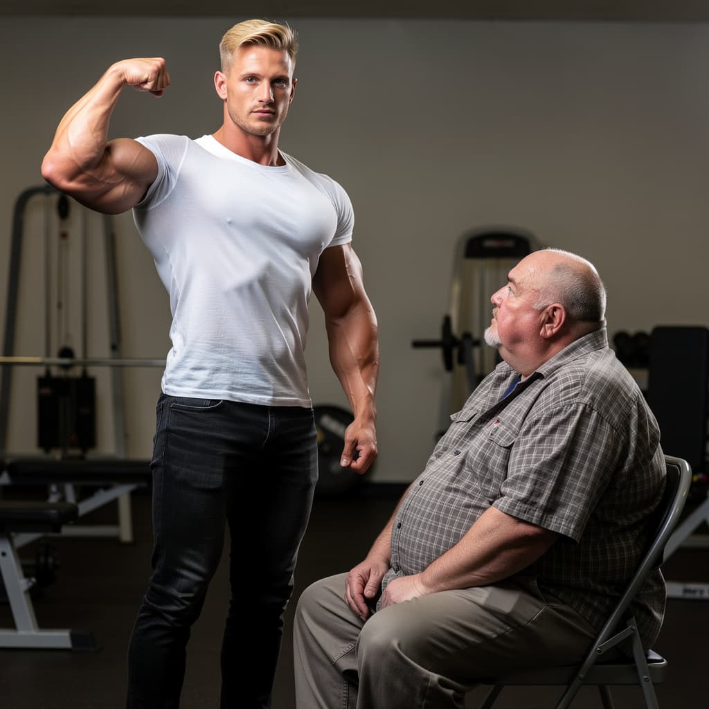 AI generated: high-resolution photo extremely muscular male bodybuilder, handsome 20-year-old man with light blond...
