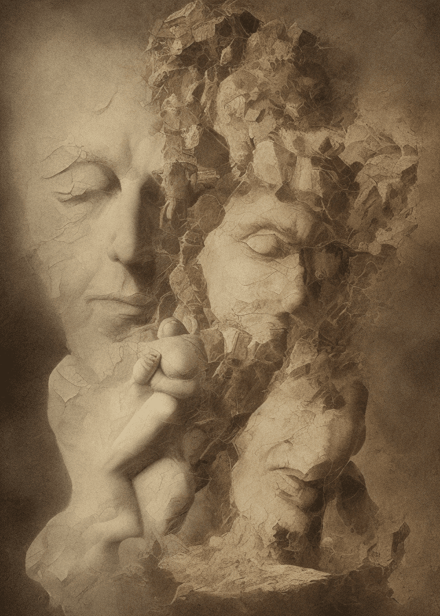 AI generated: In the center of the scale, visualize a figure desperately seeking to find balance between these two...