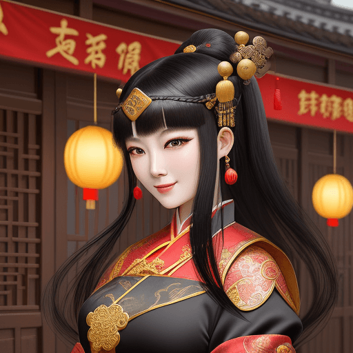 AI generated: Ancient China, Tang  Dynasty 1300-year graceful and vibrant woman, enchanting eyes, filled with joy ...