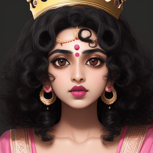 AI generated: Khatu shyam Photo Black Round eyes, Black curly hair, Pink Lips, A big crown.