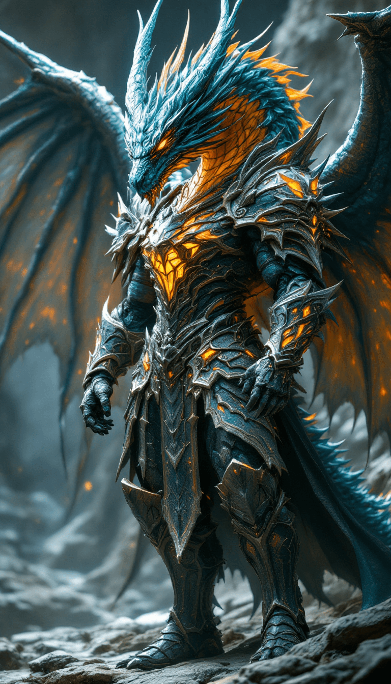 AI generated: final fantasy, male, fantasy big beautifull dragon wing armor with extrem many dettails and accesori...