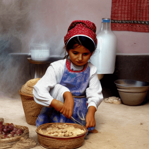 AI generated: Young uzbek girl cooking a bred
