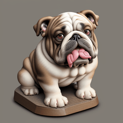 AI generated: Very realistic old bulldog, seated facing straight to the audience with sad looking ,  original colo...