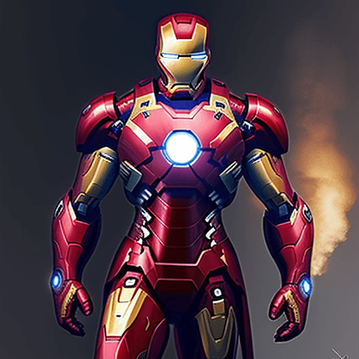 AI generated: berger allemand dans l'armure d'iron man