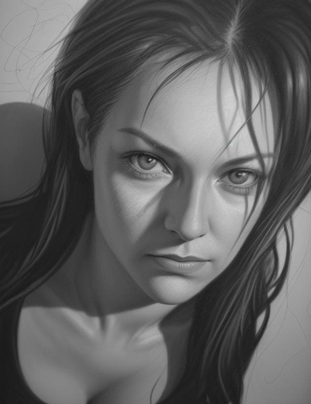 AI generated: DEwoman, Fluxus, Nanopunk, Arresting, Dynamic Lighting, Decima Engine, Photorealistic, Pencil Drawin...