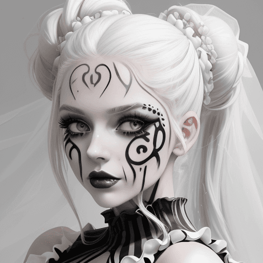 AI generated: Create a vibrant airbrushed wet oil painting of a beautiful long blonde and white hair with long las...