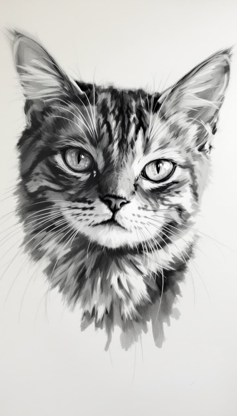 AI generated: Cat, charismatic, charcoal sketch