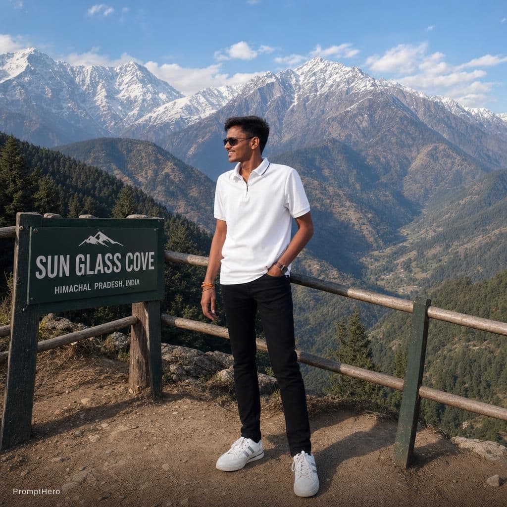 AI generated: Face according sun glass cove in Himachal pradesh in 