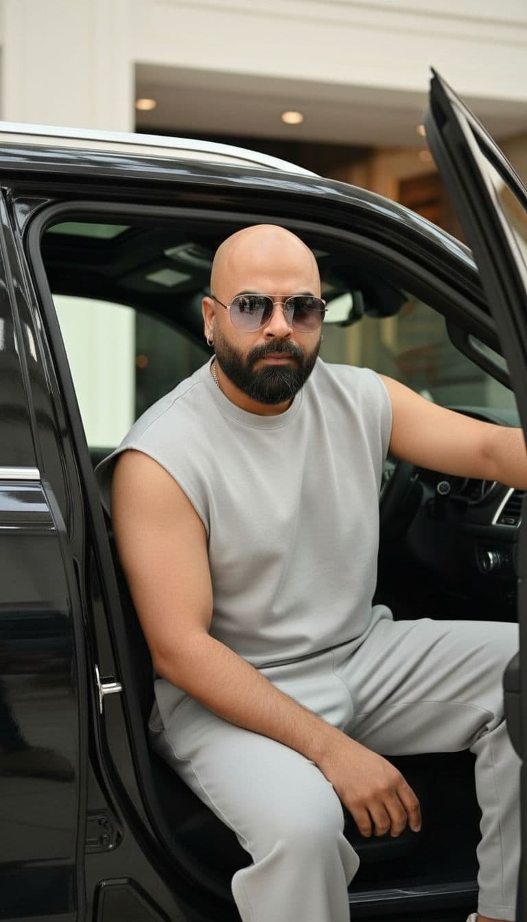 AI generated: "A medium shot of a stylish young man with a lean, toned physique (around 57 kg, 5'6 tall) — his bea...