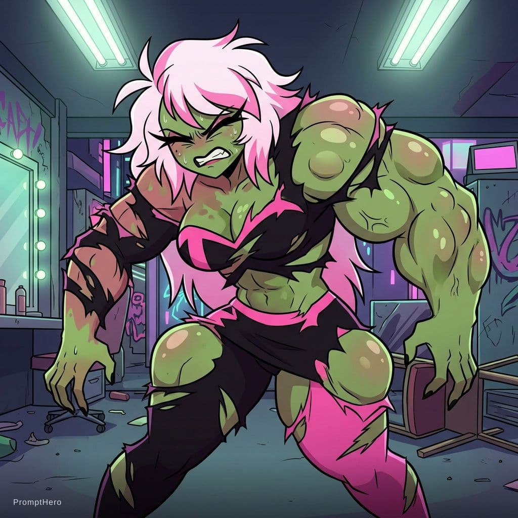 AI generated: helluva boss style : Now let's imagine verosika from helluva boss struggling to transform into the H...