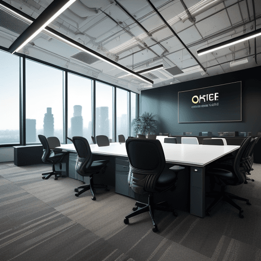AI generated: Hyper-realistic photography of office interior design inside a large company of oil and gas and inve...