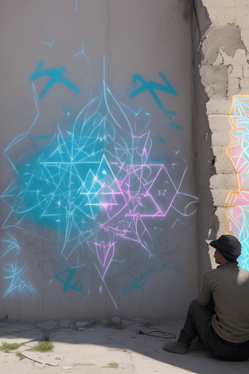 AI generated: banksy inspire , illuminated by an ethereal glow, bitter truths, ephemeral art, profound knowledge, ...