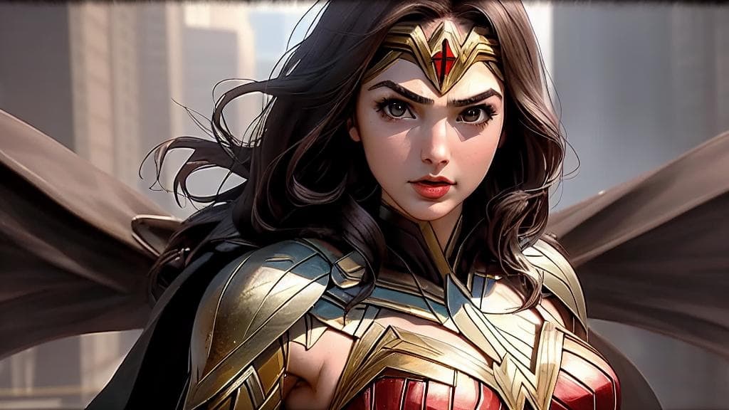 AI generated: Beautiful Wonderwoman with perfect athletic body and perfect face