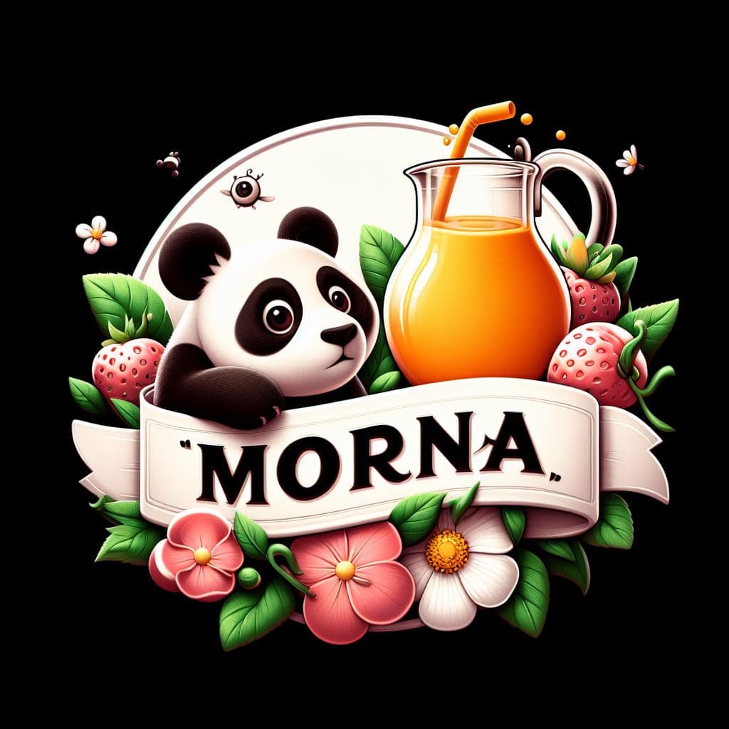 AI generated:  "MORNA" . Food and drink logo , 3DLogo design,Leave the logo name blank. background is  flower and ...