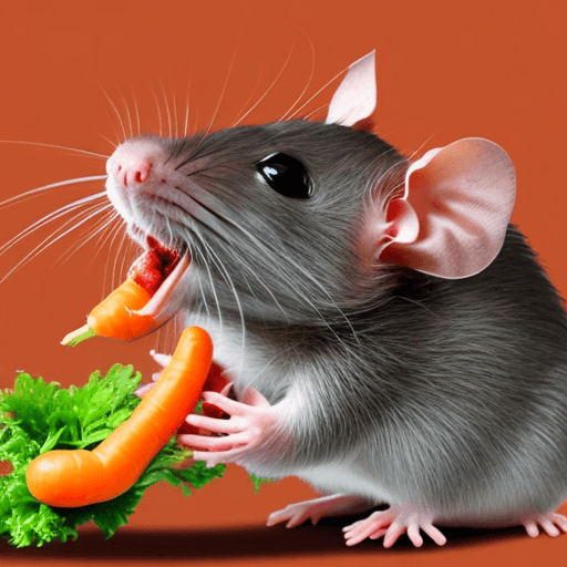 AI generated: a rat eat carrot in the air