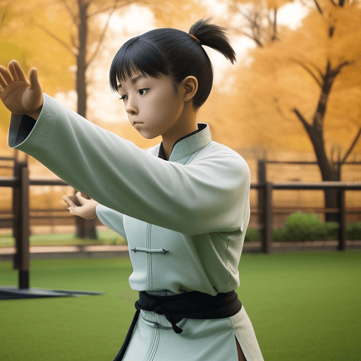 AI generated: a girl  practice tai chi
