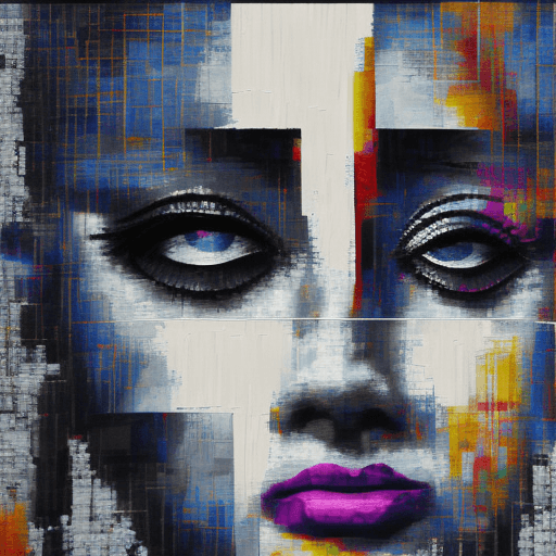 AI generated: abstract art painting of an eye, in the style of pixelated portraits, cracked, oversized portraits, ...