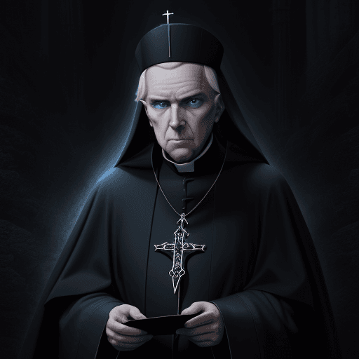 AI generated: archbishop, old, male, blue eyes, dark fantasy, dark atmosphere, religionist, epic fantasy, 