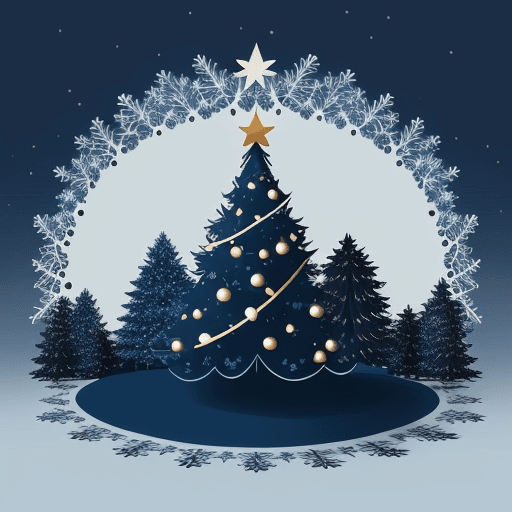 AI generated: Christmas night background with christmas tree silhouettes, garland decoration vector illustration. ...