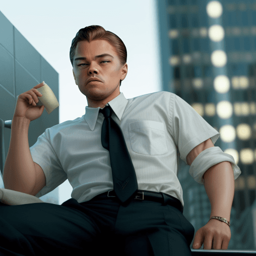 AI generated: Hyper realistic leonardo dicaprio in wolf of wall street 